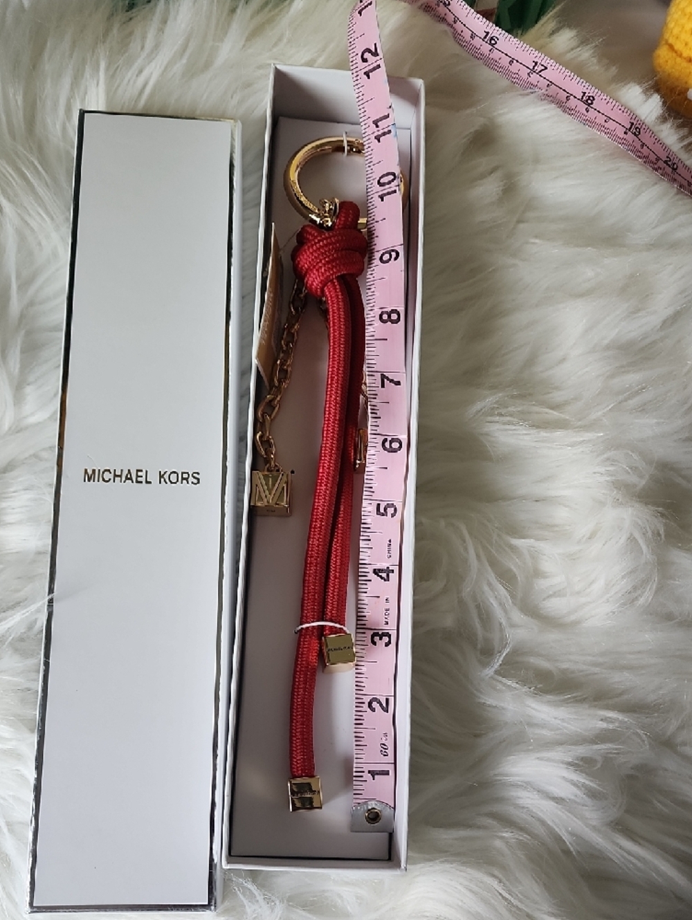 Michael Kors Red Knot Tassel Keychain with Gold Accents - Picture 7 of 11